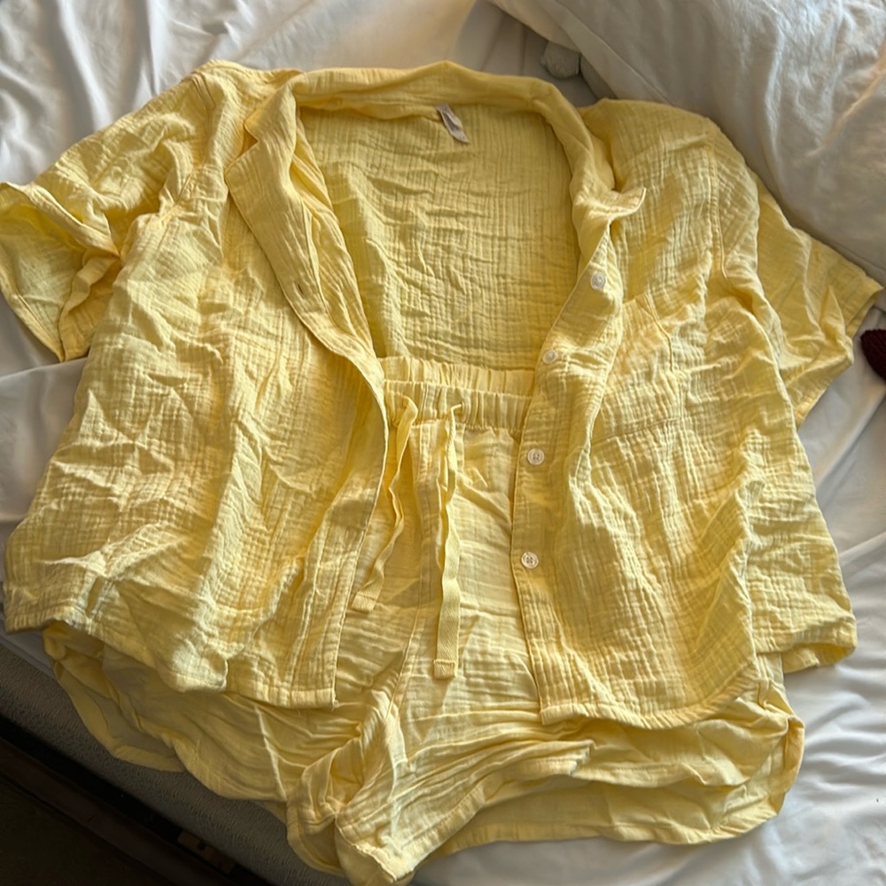 Stars above women’s cotton gauze pajama set size l
